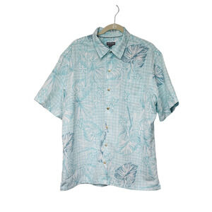 Van Heusen Men's Floral Teal Short Sleeve Button Down Shirt Size XL (17-17.5)